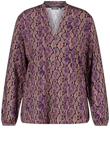 Samoon Damen Langarmshirt mit farbigem Schlangenprint Langarm Gemustert, Animal-Print Caramel Gemustert 50 im Sale
